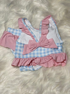 Two Piece Pink and Blue Plaid