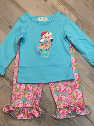 Flamingo Christmas Pants Set