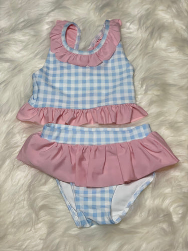 Two Piece Pink and Blue Plaid