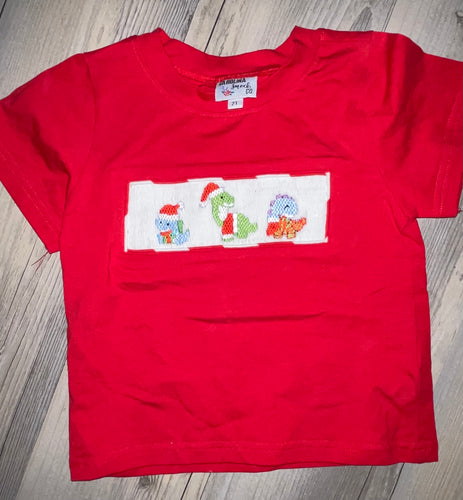 Christmas Dinos Smocked Shirt